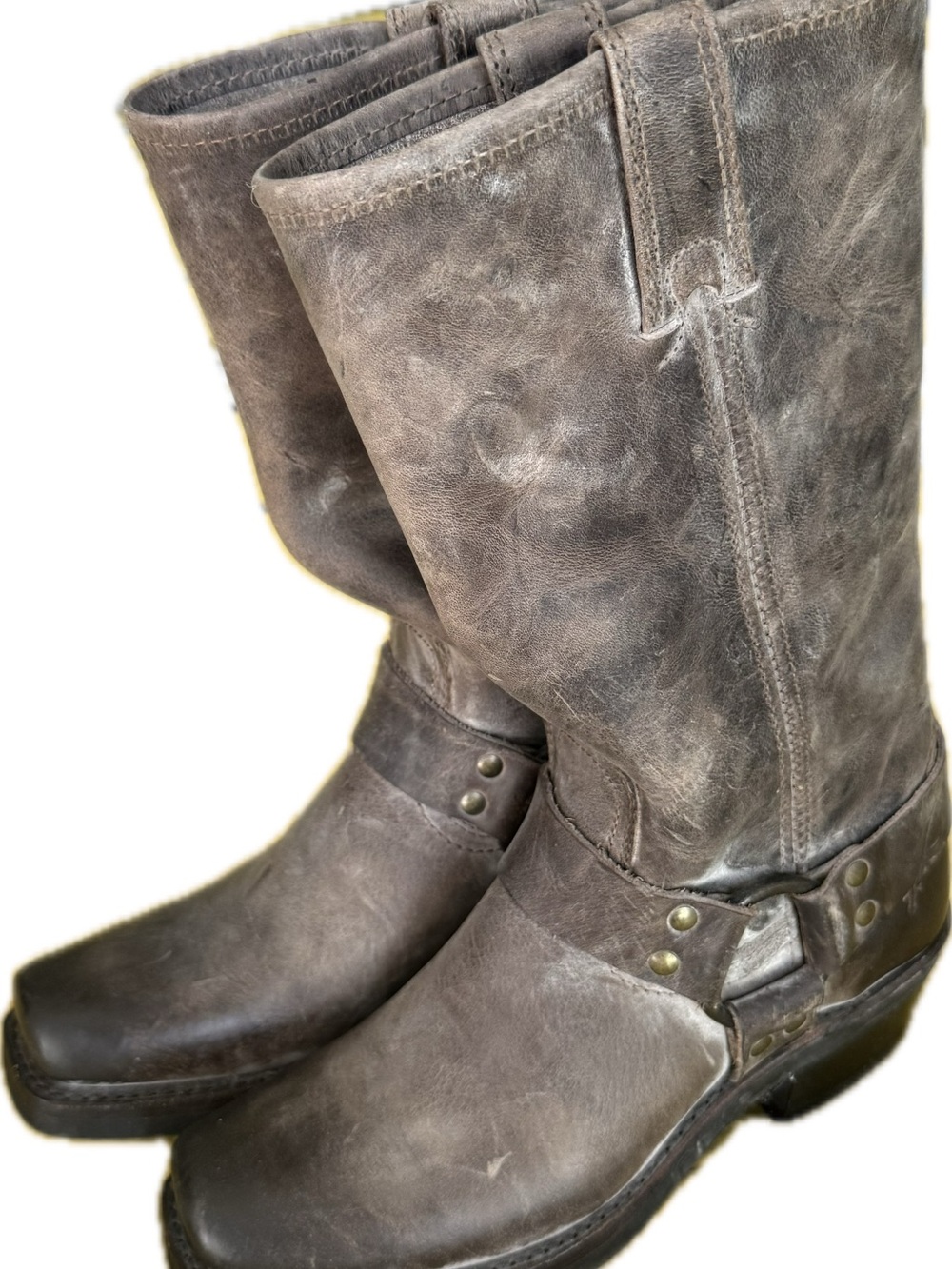 Frye Brown Leather Combat/Moto Boots